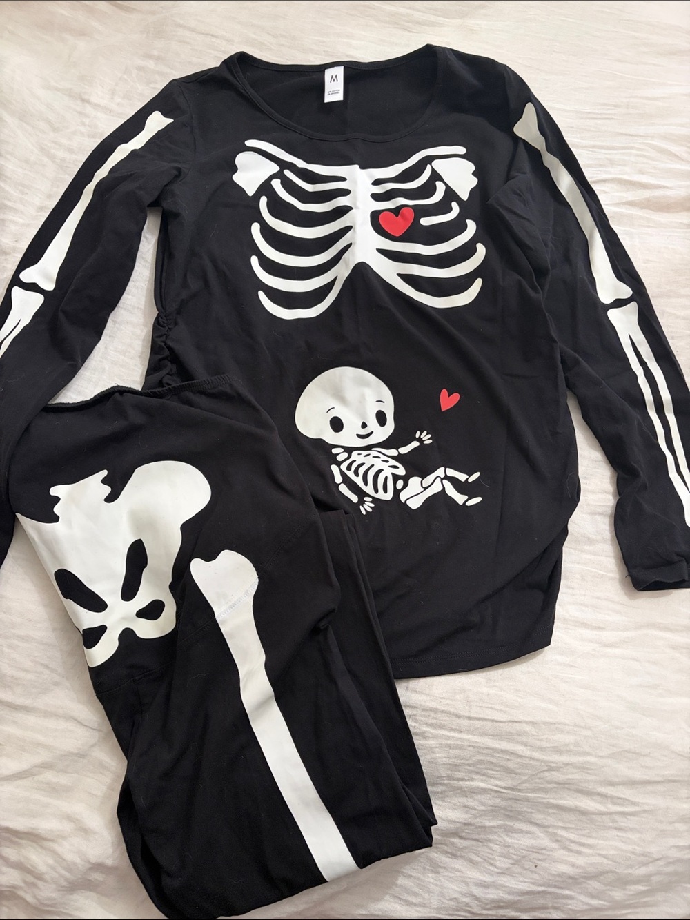 Glow-in-the-dark Maternity Skeleton with Baby Costume